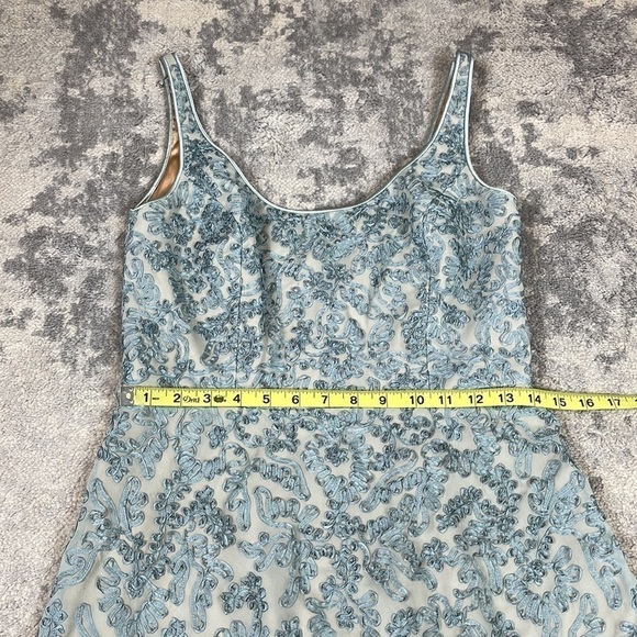 Carmen Marc Valvo Signature Silk Dress Sleeveless Fit and Flare Ribbon Appliqué - Picture 8 of 13